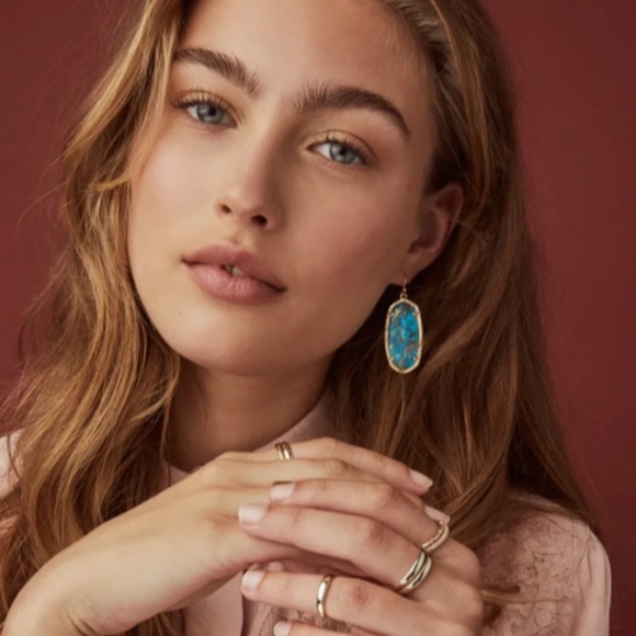 Elle Gold Drop Earrings in Black Opaque Glass - Picture 2 of 3